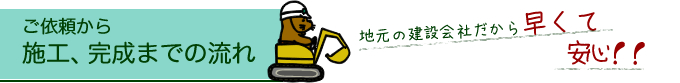 ご依頼から施工、完成までの流れ
地元の建設会社だから早くて安心！！